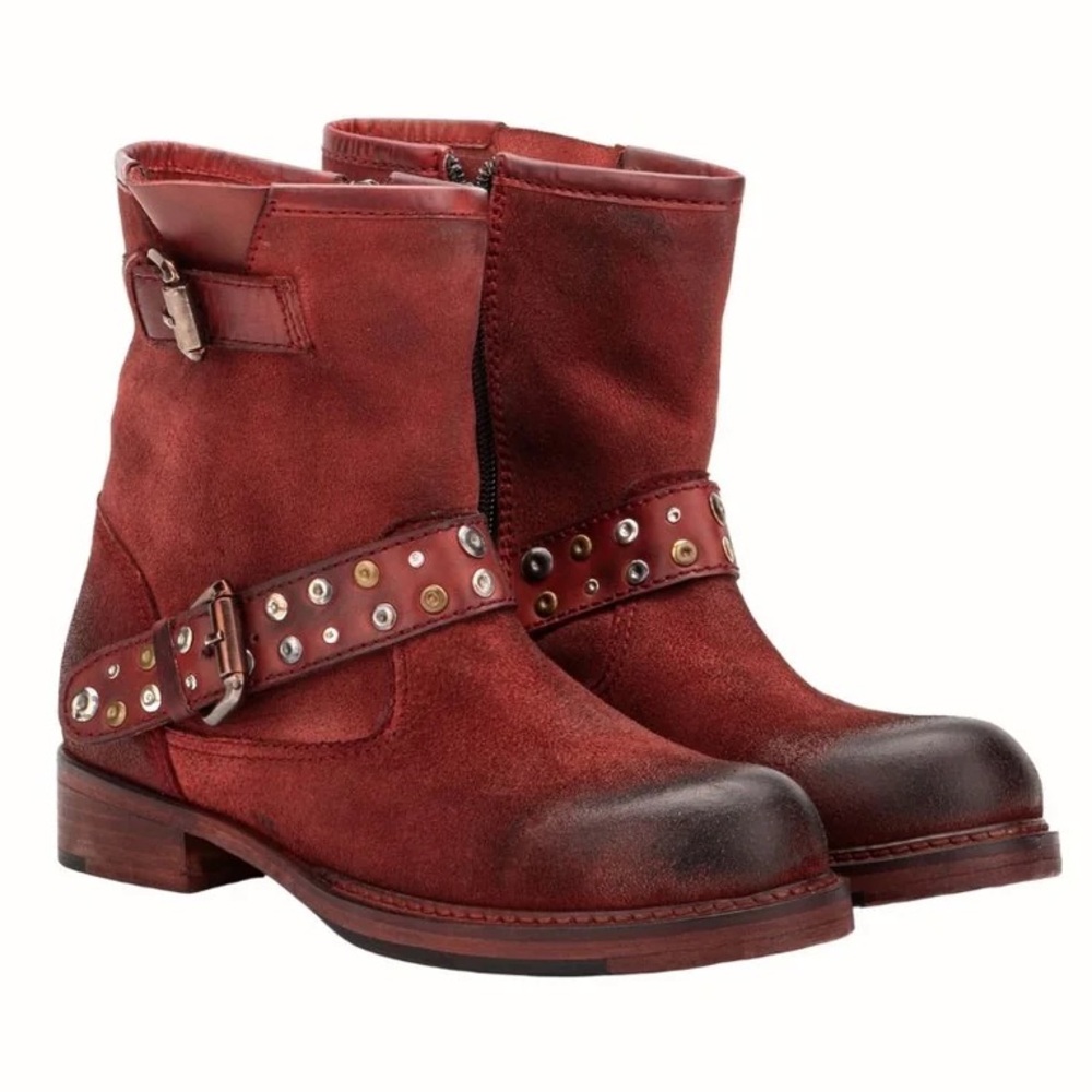 Vintage Foundry Co. Women's Miriam Ankle Boots red real genuine leather size 8.5